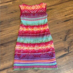 Lauren Ralph Lauren Rainbow Indian Tribal Linen Sleeveless Sweater Dress sz Med